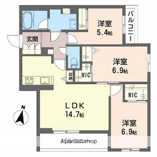 シャーメゾン 爽【3階】の間取り