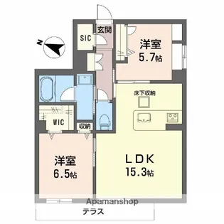 シャーメゾン アクシス【1階】の間取り
