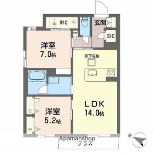 シャーメゾン アクシス【1階】の間取り