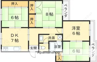 泉北赤坂台住宅弐号棟【208号室】の間取り