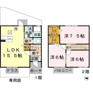 大阪府堺市中区福田【テラスハウス】の間取り
