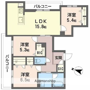 シャーメゾンルミエール【203号室】の間取り