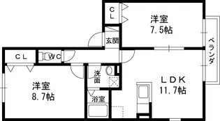 リースランド泉ヶ丘【1階】の間取り