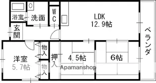 香里ヶ丘Ⅰ番館【304号室】の間取り