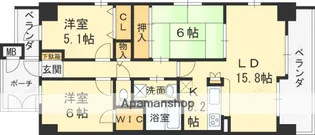 スカイタワー鶴見緑地【7階】の間取り