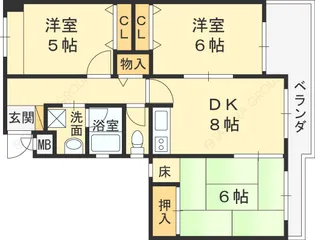 芦屋パティオ【303号室】の間取り