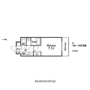 1Kの間取り画像