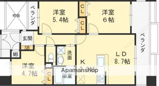 エステムコート都島キャトルプランシュ【802号室】の間取り