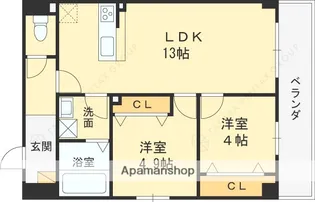 アルカンシェルコート緑橋【2階】の間取り