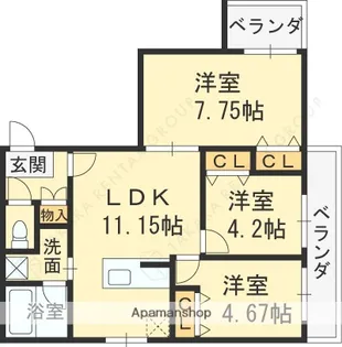 エス.フィールド奏【3階】の間取り