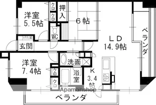 グランアッシュ野江【8階】の間取り