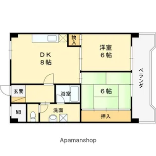 北淀宝ハイツカトレア【7階】の間取り