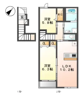 ツインパラスⅠ【2階】の間取り