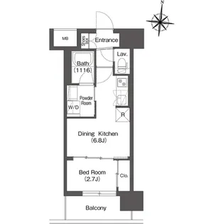 コンフォリア・リヴ新大阪西宮原ソルテラス【0311号室】の間取り