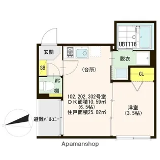 ハーモニーテラス東三国【1階】の間取り