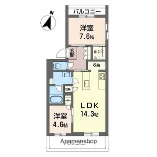 モンセル【305号室】の間取り
