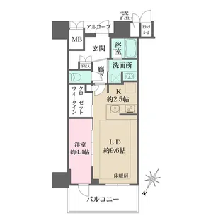 ジオタワー大阪十三【1414号室】の間取り