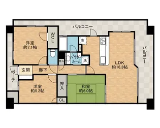 シティハウス茨木春日【10階】の間取り