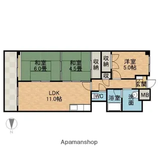 第2茨木ビューハイツ 7号棟【4階】の間取り
