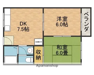 矢頭ハイツ【2階】の間取り