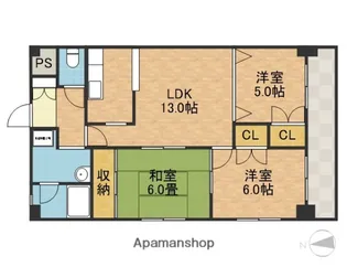 大阪府茨木市沢良宜西3丁目【マンション】の間取り