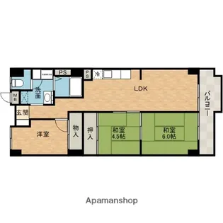 茨木グランドハイツ【4階】の間取り