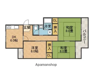 茨木上穂積住宅1棟【3階】の間取り