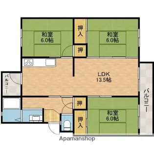 安威団地12号棟【3階】の間取り