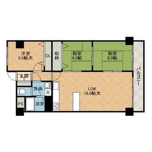 阪急南茨木ハイタウン東奈良高層住宅A棟【5階】の間取り