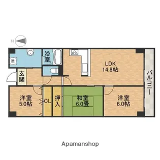プレジール茨木郡山【4階】の間取り