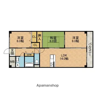 さんくれーる茨木A棟【4階】の間取り