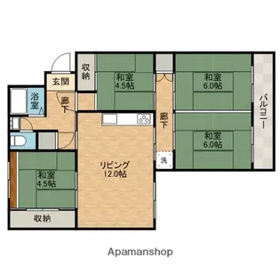 平田住宅9棟【4階】の間取り