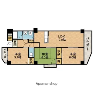 ジェイ・プライド茨木【3階】の間取り
