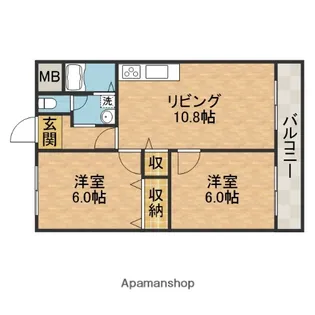 竹之西コーポラス【1階】の間取り