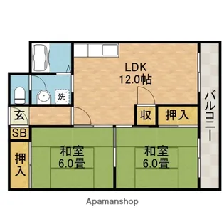 ハピロング鳥飼【1階】の間取り