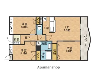千里丘レジデンス【2階】の間取り