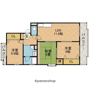 シャロームD【3階】の間取り