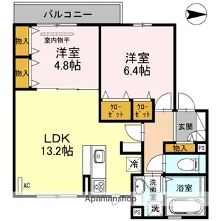 2LDKの間取り画像