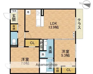 セジュール春日【1階】の間取り