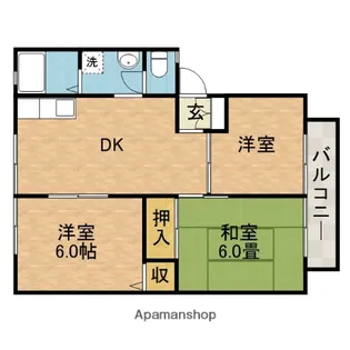 サンビレッヂ新和B棟【1階】の間取り