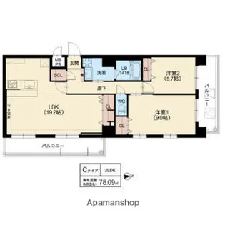 スプランディッド茨木天王【4階】の間取り