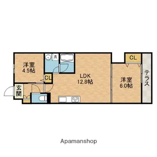 シェモア茨木市郡山二丁目【1階】の間取り