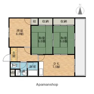 サンハイツ沢良宜西【2階】の間取り
