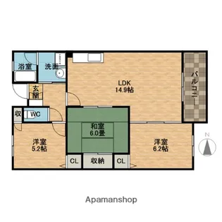ディアコート真砂【1階】の間取り
