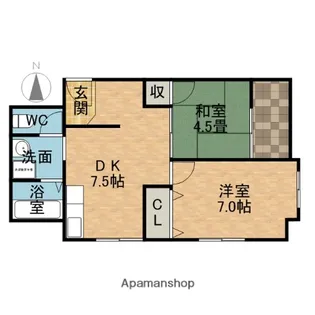 コーポかみすな【3階】の間取り