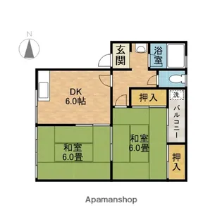 春日丘ハイツB棟【2階】の間取り