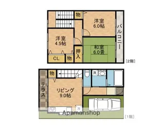 大阪府高槻市城南町1丁目【テラスハウス】の間取り