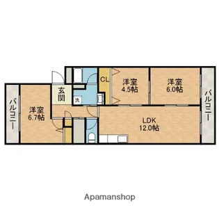 サンヴェール高槻【4階】の間取り
