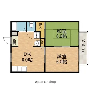 2DKの間取り画像