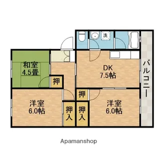 磐手ハイツA【3階】の間取り